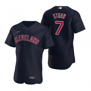 Men's Cleveland Indians Myles Straw Nike Navy Authentic Alternate Jersey