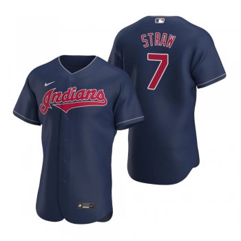 Men's Cleveland Indians Myles Straw Nike Navy Authentic Jersey