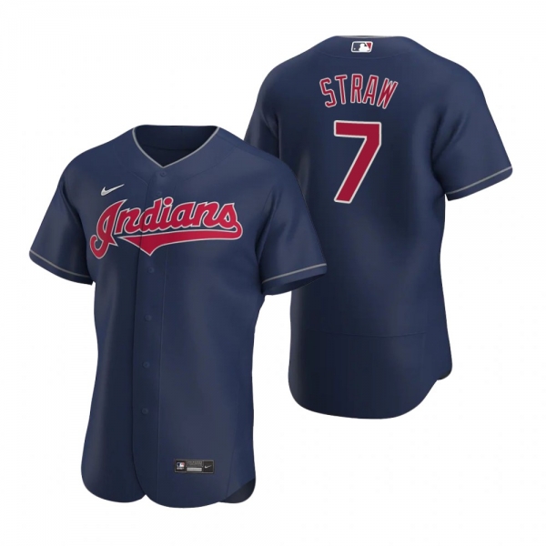 Men's Cleveland Indians Myles Straw Nike Navy Authentic Jersey