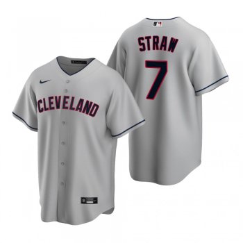 Men's Cleveland Indians Myles Straw Nike Gray Replica Road Jersey