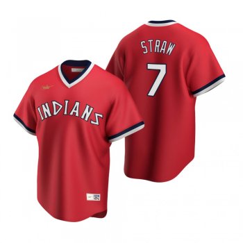 Cleveland Indians Myles Straw Nike Red Cooperstown Collection Road Jersey