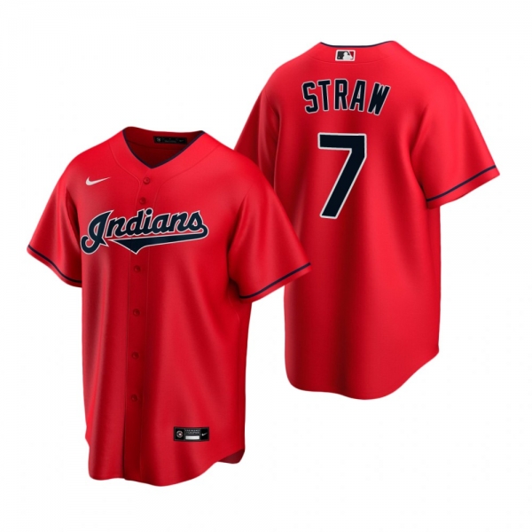 Men's Cleveland Indians Myles Straw Nike Red Replica Alternate Jersey