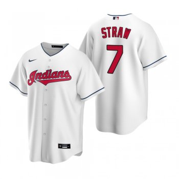 Men's Cleveland Indians Myles Straw Nike White Replica Home Jersey