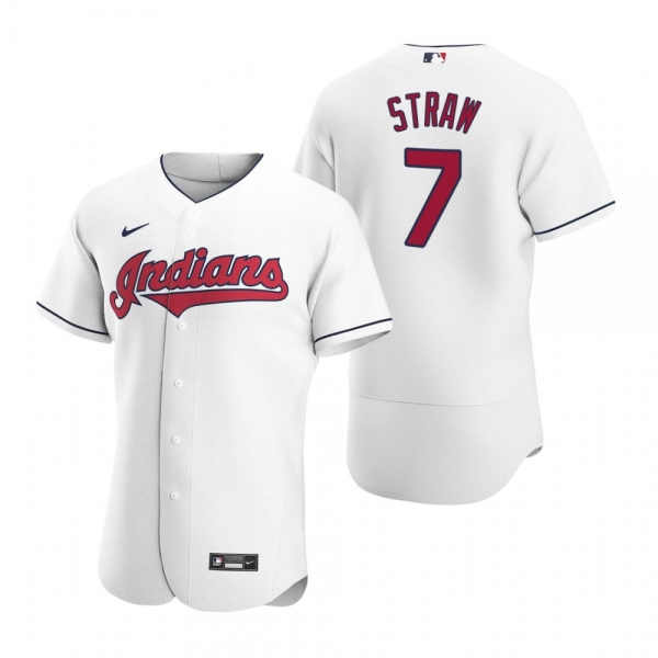 Men's Cleveland Indians Myles Straw Nike White Authentic Home Jersey