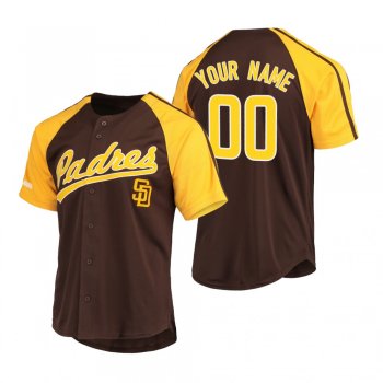 San Diego Padres Custom Brown Replica Button-Down Raglan Jersey