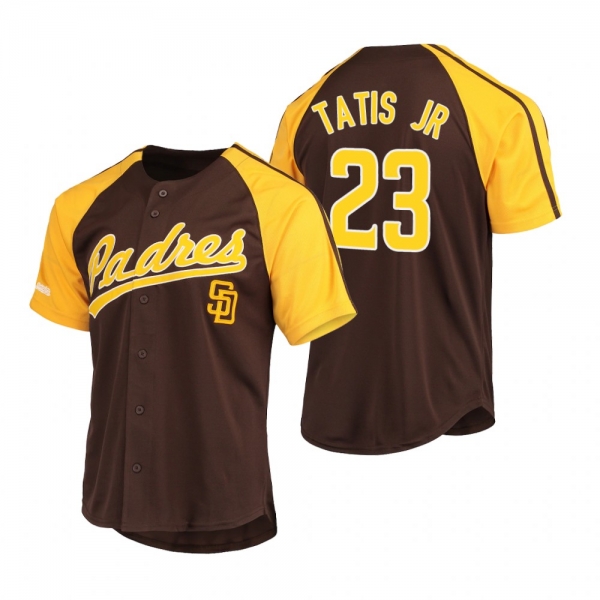 San Diego Padres Fernando Tatis Jr. Brown Replica Button-Down Raglan Jersey