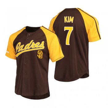 San Diego Padres Ha-Seong Kim Brown Replica Button-Down Raglan Jersey