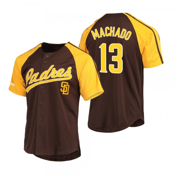 San Diego Padres Manny Machado Brown Replica Button-Down Raglan Jersey