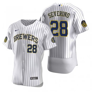 Men's Milwaukee Brewers Pedro Severino White Authentic Home Jersey