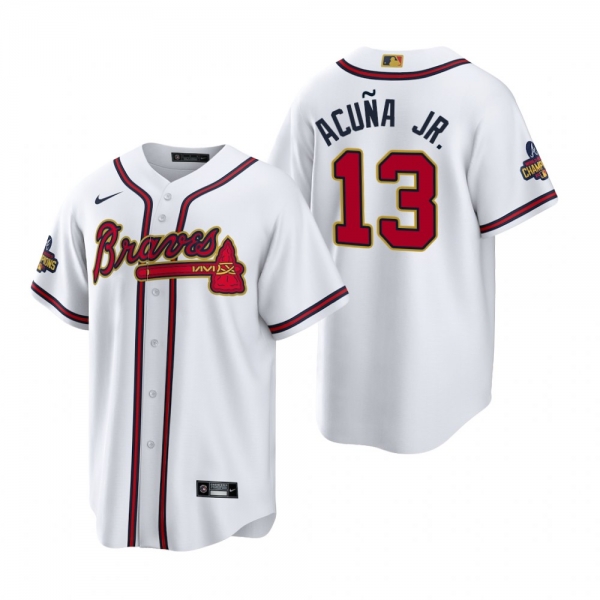 Ronald Acuna Jr. Atlanta Braves White 2022 Gold Program Replica Jersey