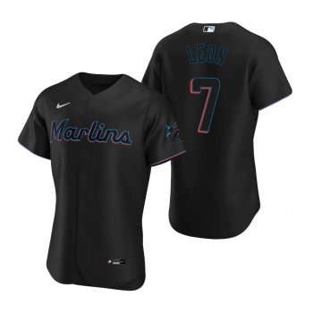 Men's Miami Marlins Sandy Leon Nike Black Authentic Alternate Jersey