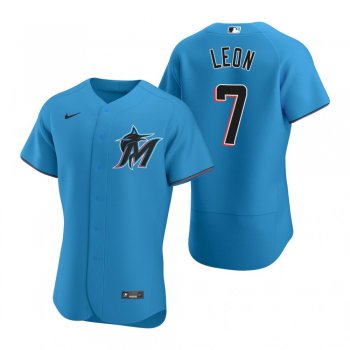 Men's Miami Marlins Sandy Leon Nike Blue Authentic Alternate Jersey