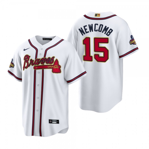 Sean Newcomb Atlanta Braves White 2022 Gold Program Replica Jersey