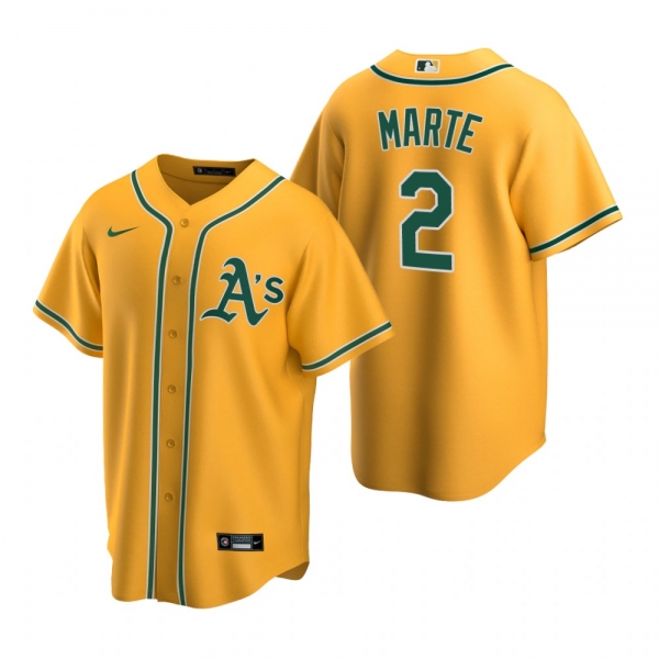 Oakland Athletics Starling Marte Nike Gold Replica Alternate Jersey