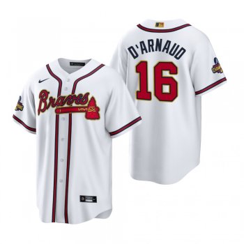 Travis d'Arnaud Atlanta Braves White 2022 Gold Program Replica Jersey