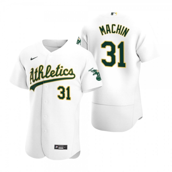 Men's Oakland Athletics Vimael Machin White Authentic Home Jersey