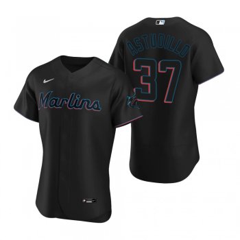 Men's Miami Marlins Willians Astudillo Black Authentic Alternate Jersey