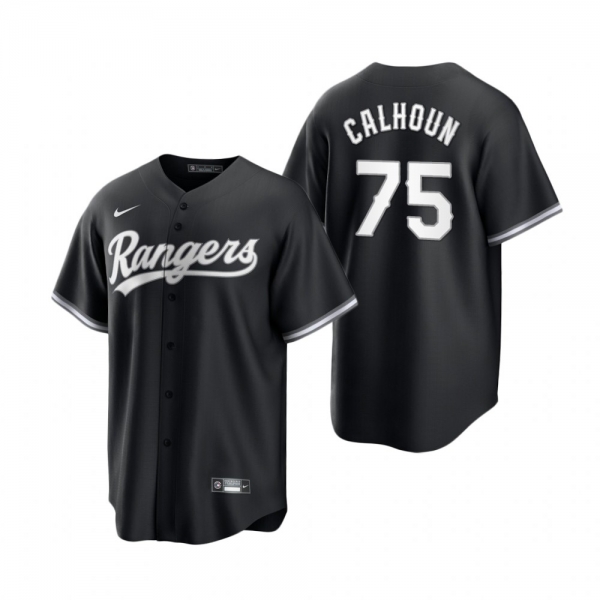 Texas Rangers Willie Calhoun Nike Black White Replica Official Jersey