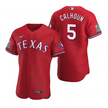 Men's Texas Rangers Willie Calhoun Scarlet Authentic Alternate Jersey