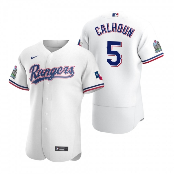 Men's Texas Rangers Willie Calhoun White Authentic Home Jersey