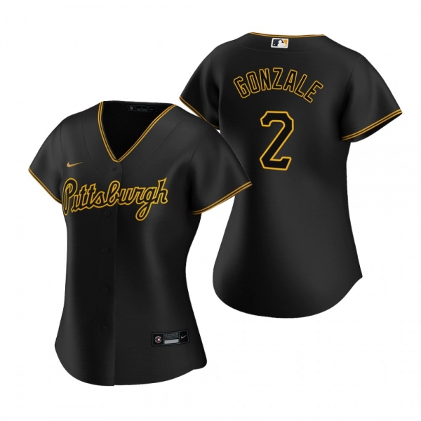 Women's Pittsburgh Pirates Erik Gonzalez Black Replica Alternate Jersey