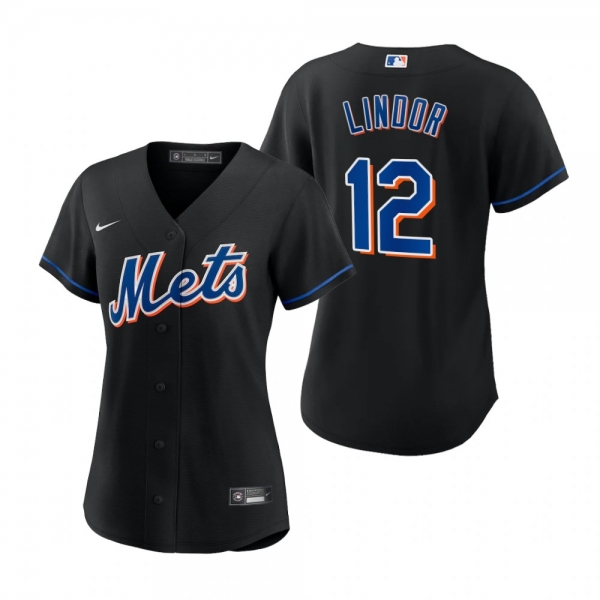 Women's New York Mets Francisco Lindor Black Replica Alternate Jersey