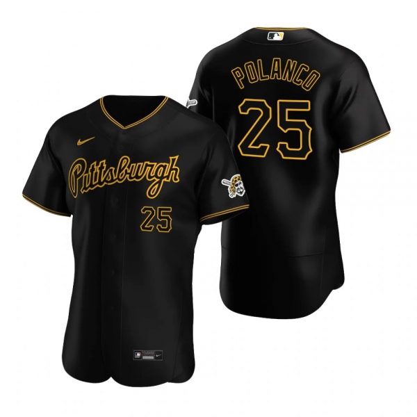 Men's Pittsburgh Pirates Gregory Polanco Black Authentic Alternate Jersey