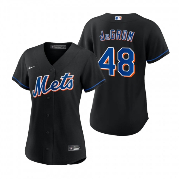 Women's New York Mets Jacob deGrom Black Replica Alternate Jersey