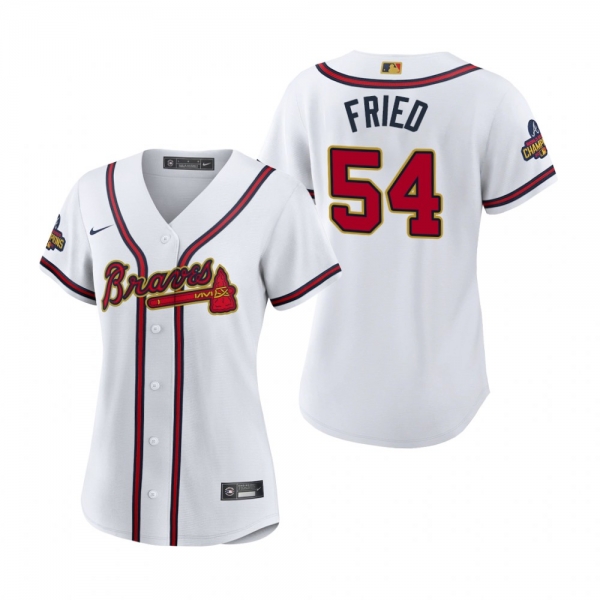 Women's Max Fried Atlanta Braves White 2022 Gold Program Replica Jersey