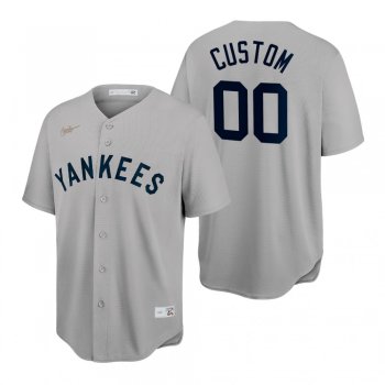 New York Yankees Custom Gray Cooperstown Throwback Jersey