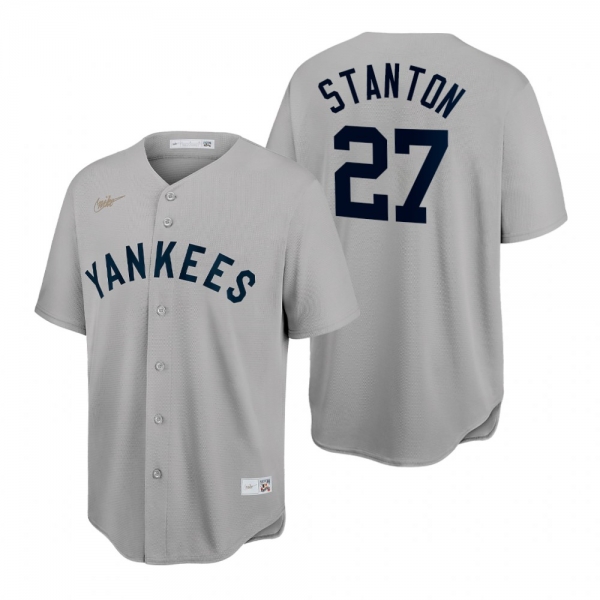 New York Yankees Giancarlo Stanton Gray Cooperstown Throwback Jersey