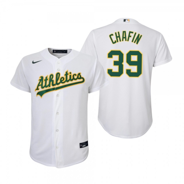 Youth Oakland Athletics Andrew Chafin Nike White Replica Home Jersey