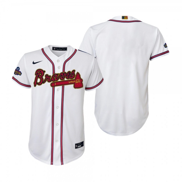 Youth Atlanta Braves White 2022 Gold Program Replica Jersey