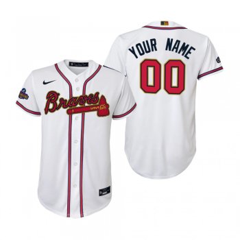 Youth Custom Atlanta Braves White 2022 Gold Program Replica Jersey