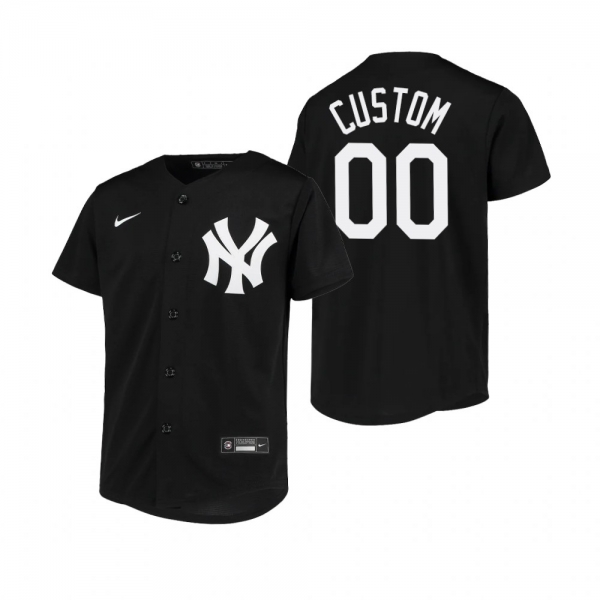 Youth New York Yankees Custom Nike Black Replica Jersey