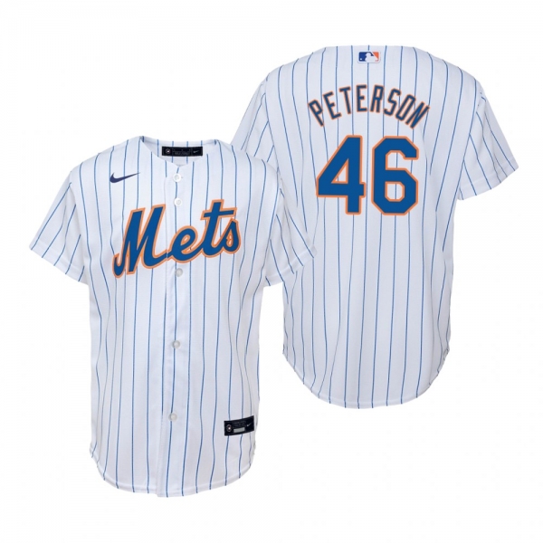 Youth New York Mets David Peterson Nike White Replica Home Jersey