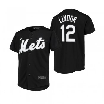 Youth New York Mets Francisco Lindor Nike Black Replica Jersey