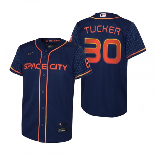 Youth Houston Astros Kyle Tucker Nike Navy 2022 City Connect Replica Jersey