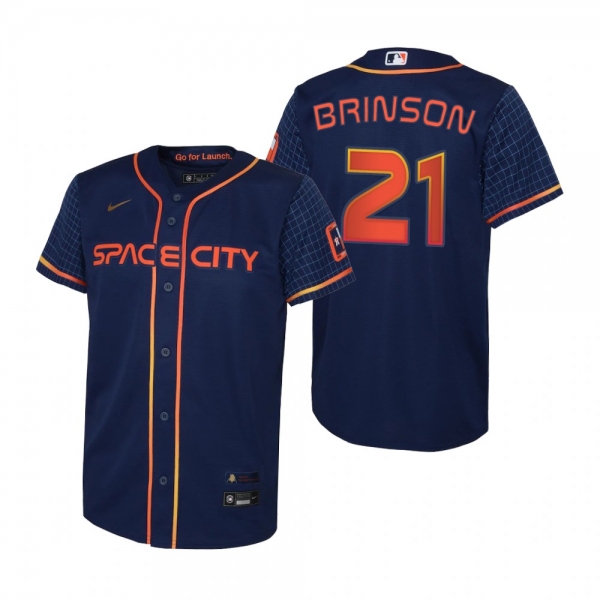 Youth Houston Astros Lewis Brinson Nike Navy 2022 City Connect Replica Jersey