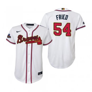 Youth Max Fried Atlanta Braves White 2022 Gold Program Replica Jersey