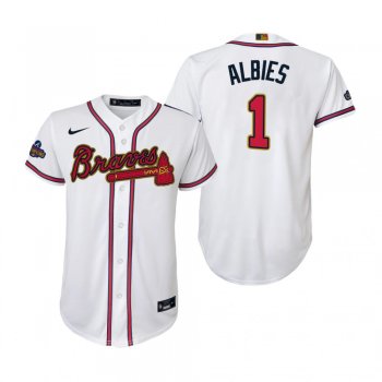 Youth Ozzie Albies Atlanta Braves White 2022 Gold Program Replica Jersey