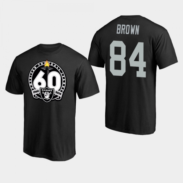 Men's Oakland Raiders #84 Antonio Brown 60th Anniversary Primary Logo T-Shirt - Black