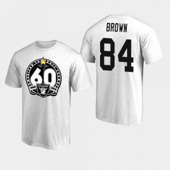 Men's Oakland Raiders #84 Antonio Brown 60th Anniversary Primary Logo T-Shirt - White