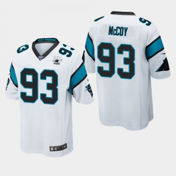 Men's Carolina Panthers #93 Gerald McCoy 25th Season Game Jersey - White