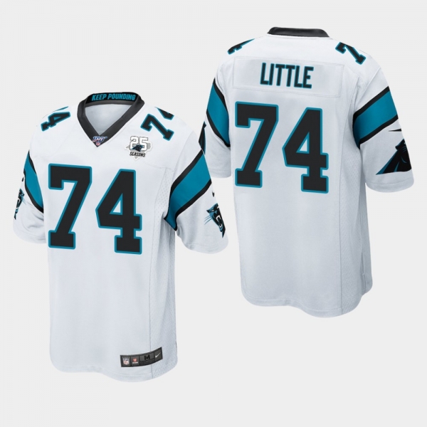 Men's Carolina Panthers #74 Greg Little 25th Season Game Jersey - White