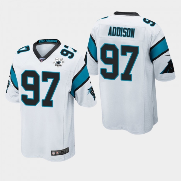 Men's Carolina Panthers #97 Mario Addison 25th Season Game Jersey - White