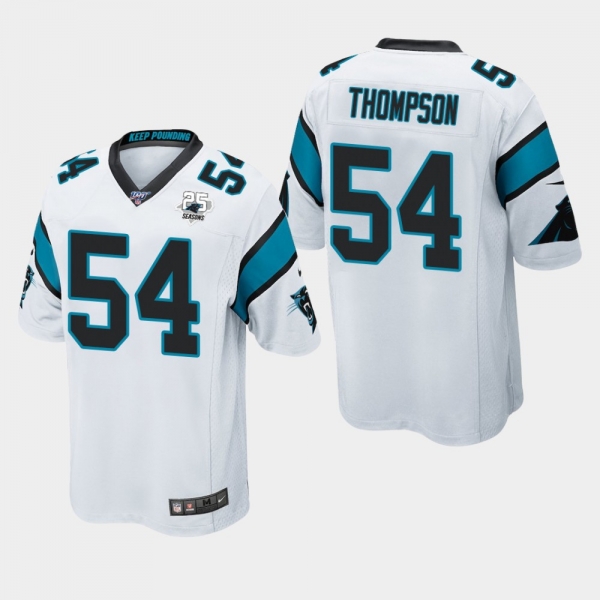 Men's Carolina Panthers #54 Shaq Thompson 25th Season Game Jersey - White