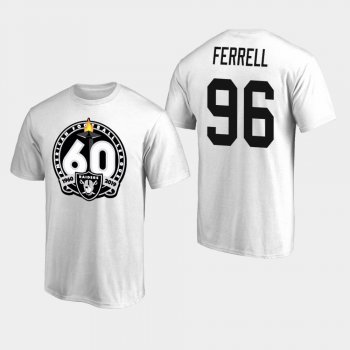 Men's Oakland Raiders #96 Clelin Ferrell 60th Anniversary Primary Logo T-Shirt - White