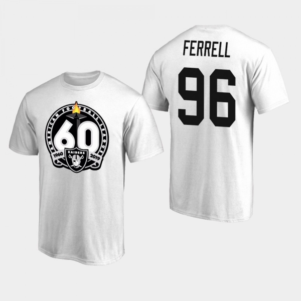 Men's Oakland Raiders #96 Clelin Ferrell 60th Anniversary Primary Logo T-Shirt - White