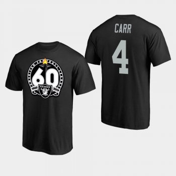 Men's Oakland Raiders #4 Derek Carr 60th Anniversary Primary Logo T-Shirt - Black